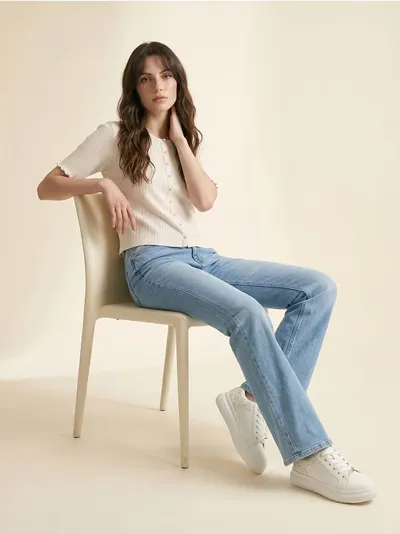 Flare mid waist farmerke