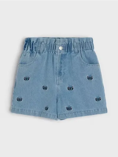 Teksas pull-on šorts sa vezom Stitch