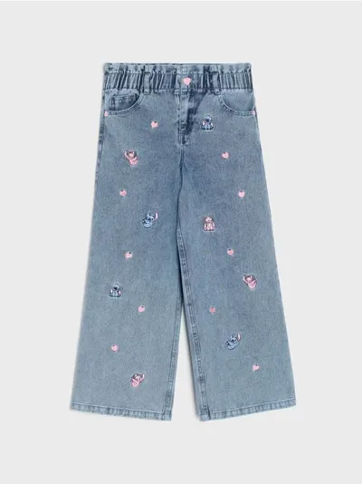 Farmerke wide leg s vezom Lilo & Stitch
