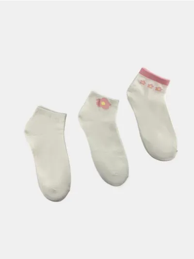Set kratkih čarapa s cvjetnim motivom, 3 kom