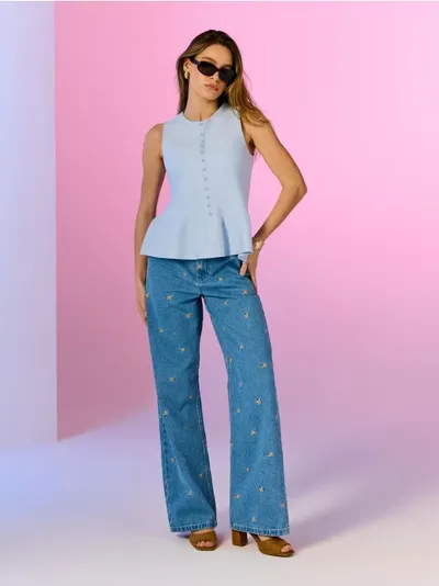 Farmerke wide leg s vezom