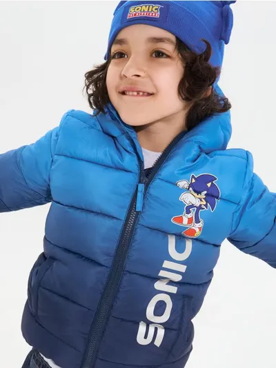 Puffer jakna s kapuljačom i reflektirajućim detaljima Sonic the Hedgehog