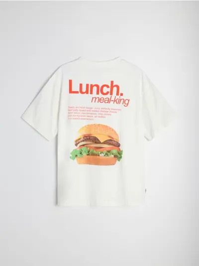Pamučna majica loose fit s motivom burgera