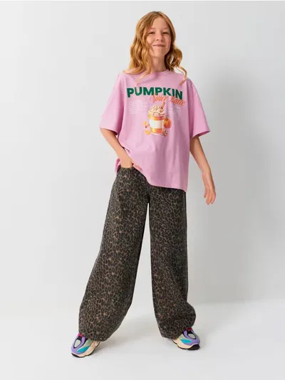 Wide leg traperice s leopard printom