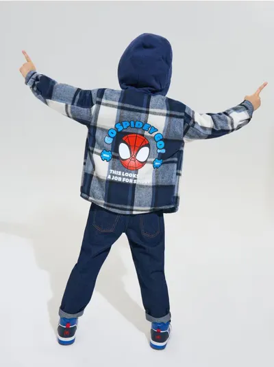 Košulja jakna s kapuljačom u kockicu Spider-Man