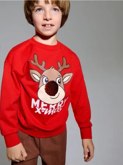 Božićni crewneck duks s motivom irvasa