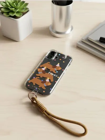 Providna maska za iPhone 13/14/15/16/17 sa motivom pasa i trakicom