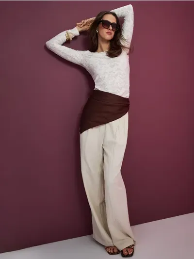Wide leg pantalone sa mješavinom viskoze