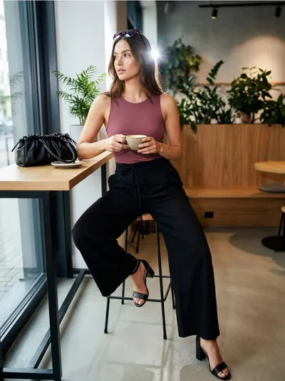 Široke pantalone s mješavinom lana