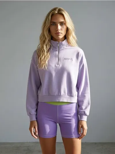 Half-zip dukserica sa vezenim natpisom sa pamukom