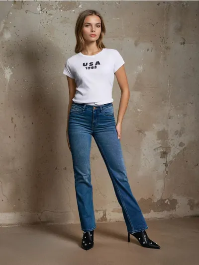 Flare mid waist farmerke