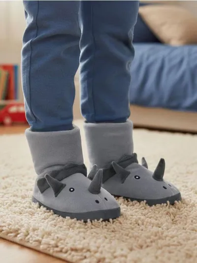 Plišane papuče iznad članka sa 3D detaljima