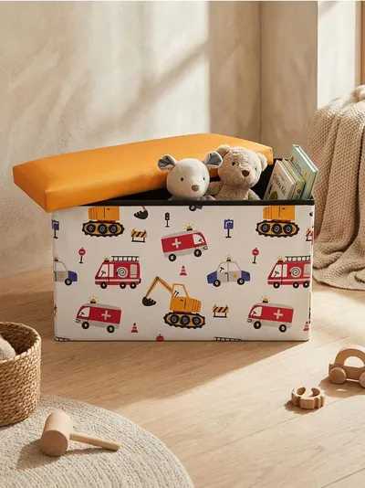 Puf sa funkcijom skladištenja sa motivom gradskih i građevinskih vozila