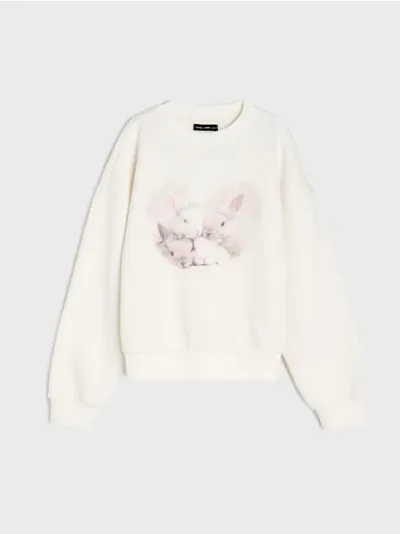 Boxy crewneck duks s motivom zečeva