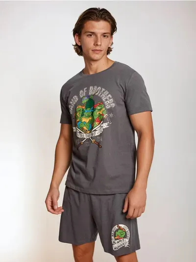 Pamučna dvodijelna pidžama s printom Teenage Mutant Ninja Turtles