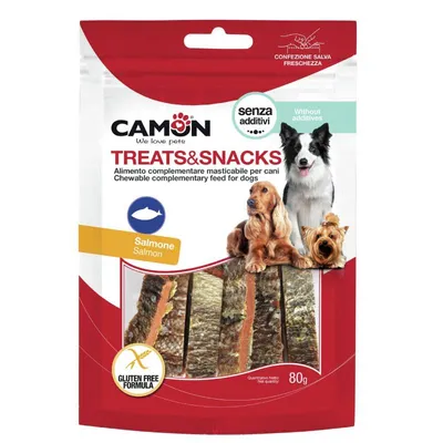 Camon poslastice za pse, velike trake lososa 80 g