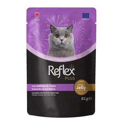 Reflex Plus losos i tuna komadići u želeu hrana za odrasle mačke 85 g