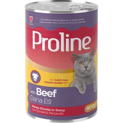 Proline mesni komadići govedine u sosu, za odrasle mačke, 400 g