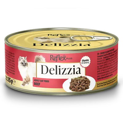 Delizzia komadići govedine u umaku hrana za odrasle mačke, 85 g