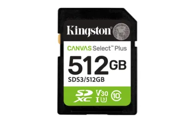 KINGSTON SDHC 512GB Class 10 Canvas Select Plus150 MB/s Class 10 UHS-I