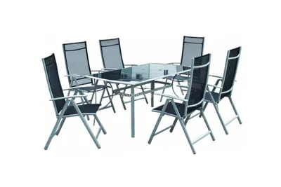 Bastenski set CORSICA - sto + 6 stolica metalni