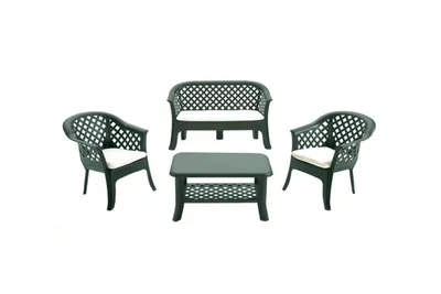 Bastenski set - sto + 2 stolice + dvosed - zeleni VERANDA