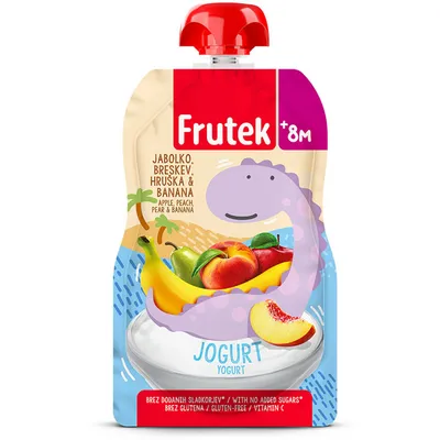 Frutek pouch jab, kruška,ban.,breskva,jogurt 110g