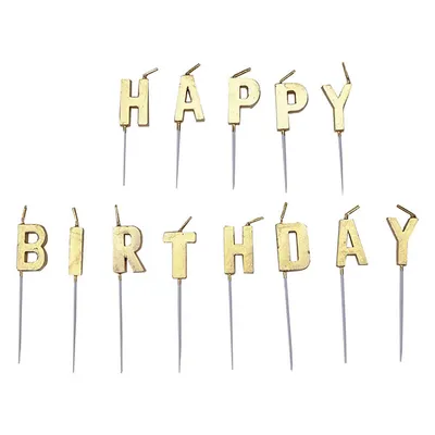 Svijeće zlatne happy birthday 7,7 cm