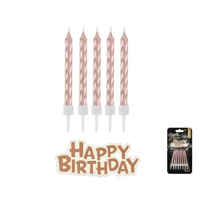 Svijeća happy birthday ružičasto zlato 16 kom
