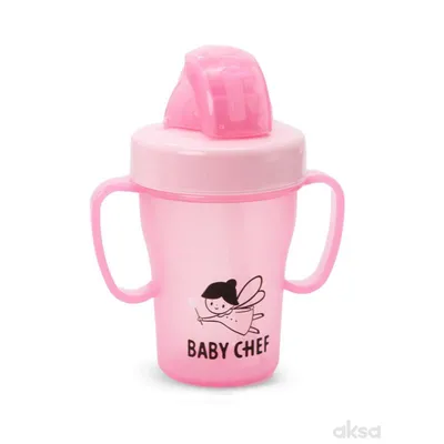 Baby Chef no-spill sa slamčicom 200ml, 9m+, roze