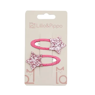 Lillo&Pippo šnalice za kosu zvezdice pink