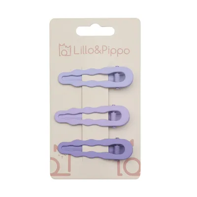 Lillo&Pippo šnalice za kosu 3/1 basic ljubičaste