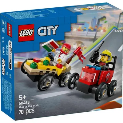 Lego city pizza vs fire truck race car pack