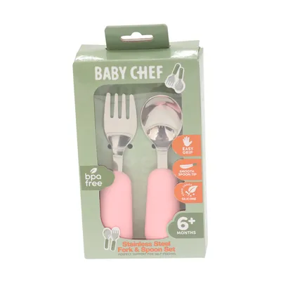 Baby Chef set kašika i viljuška, roze
