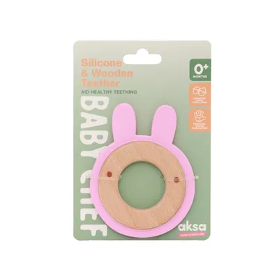 Baby Chef glodalica od drveta i silikona, roze zec