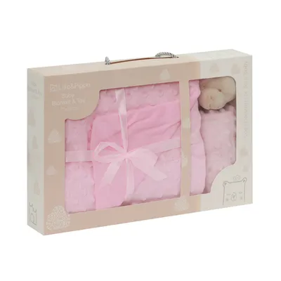 Lillo&Pippo set ćebe i plišana igračka, roze