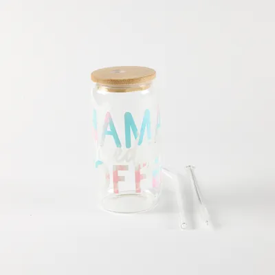 Be Cute Staklena čaša sa slamčicom, coffee