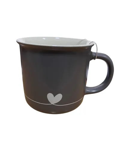 Cute&Cool HOME keramička šolja tamnosiva srce390ml