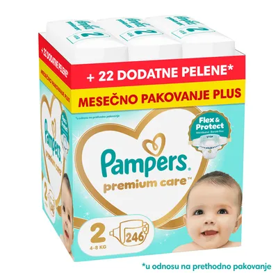Pampers pelene Prem. Care monthly S2 4-8kg 246kom