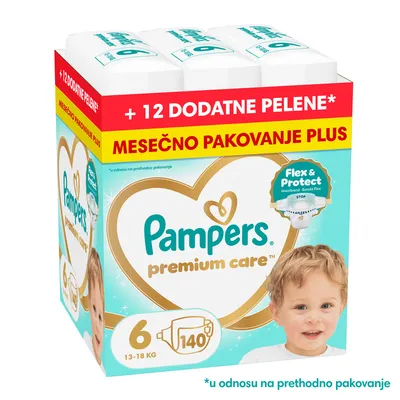 Pampers pelene Prem.Care monthly S6 13-18kg 140kom
