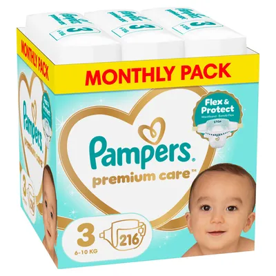 Pampers pelene prem.care monthly S3 6-10kg 216kom