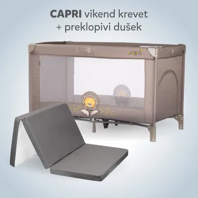 CHIPOLINO VIKEND KREVET CAPRI LION BEIGE I PREKLOPIVI DUSEK DARK GREY