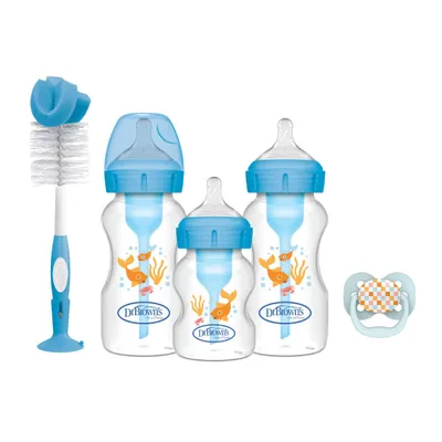 DR BROWNS POKLON SET PAKOVANJE FLASICA PLAVI 2X270ML,1X150ML,2 CUCLE,CETKA WB03620
