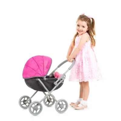 CHIPOLINO KOLICA ZA LUTKE DAISY GREY/PINK LINEN KZKDZ02401GP
