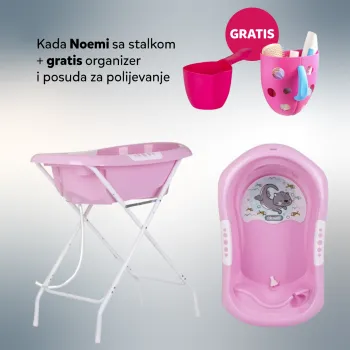 CHIPOLINO KADA NOEMI PINK SA STALKOM I DODATAK ZA KUPANJE PINK I POSUDA ZA POLIJEVANJE LITTLE FISH PINK
