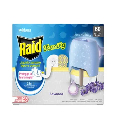 Raid elektrićni aparat s tekućinom protiv komaraca family lavanda 36ml