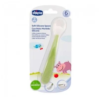 CHICCO MEKANA SILIKONSKA KASIKA 6M + ZELENA