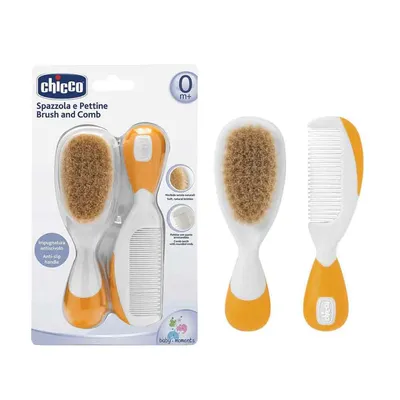 CHICCO SET CESALJ I CETKA OD PRIRODNE DLAKE NARANDZASTI