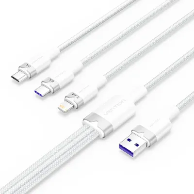 Kabal USB-A na USB-C Lightning Micro 3u1 120W VENTION 1.5 bijeli