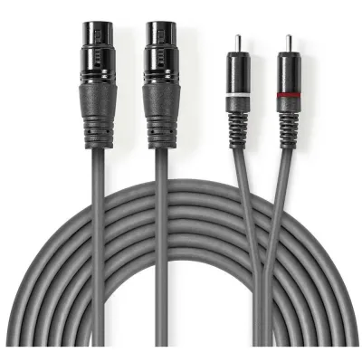 Mikrofonski kabal 2xXLR 3PIN na 2xRCA NEDIS 3m